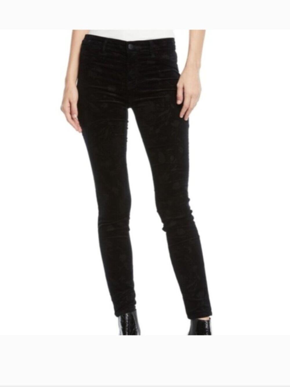J Brand for Neiman Marcus Black Fleur Velvet Floral Pant Size 28